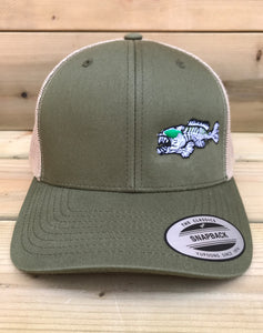 Bassholes Military Green Snap Back Hat